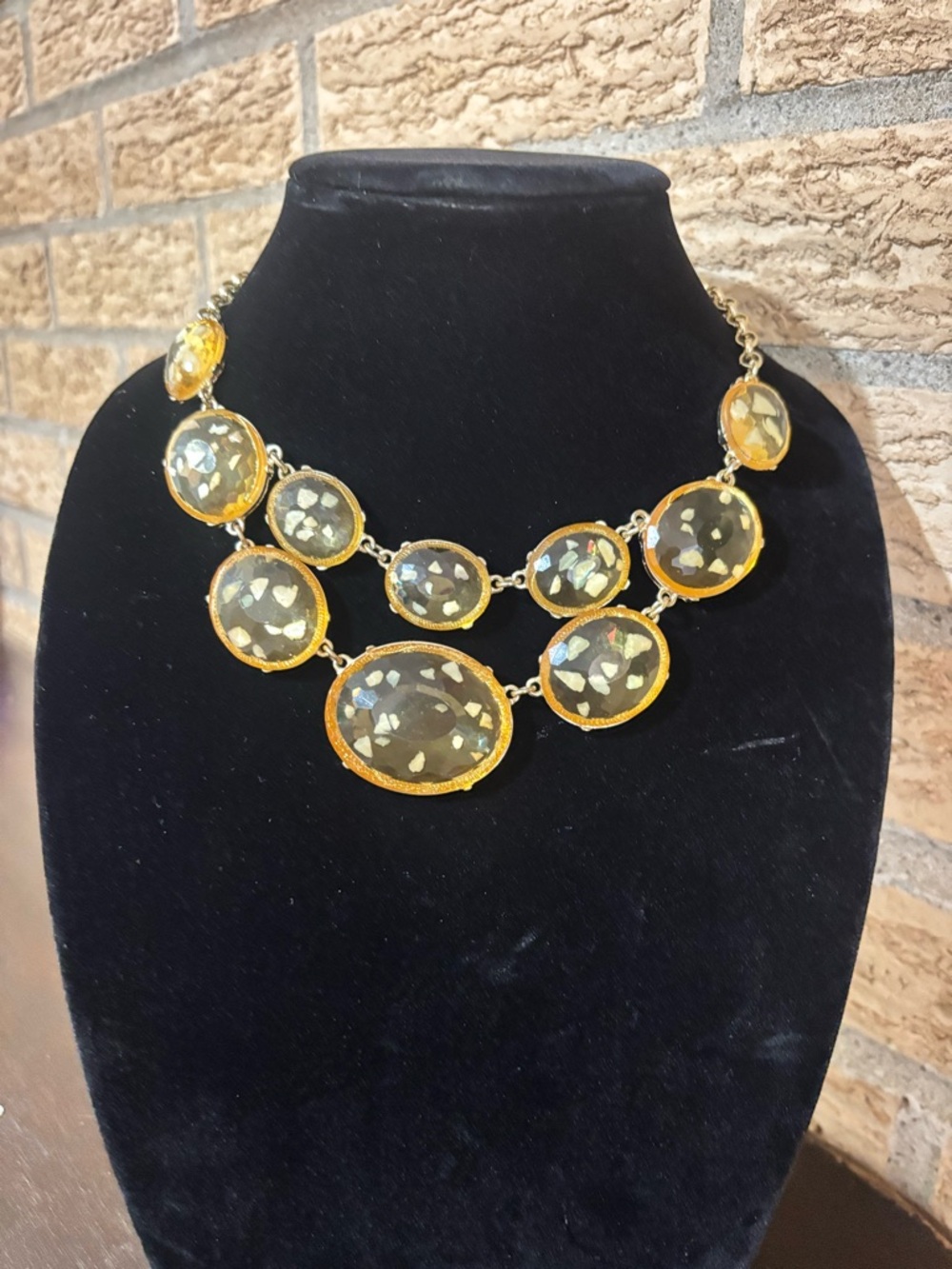 Gold-Tone Yellow Glass Statement Necklace